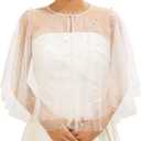 JONKY Pearl Bridal Shawl Bride Wedding Cape for Women
