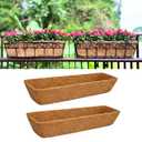 LaLaGreen 16" (2 Pack, Rectangular) Trough Coco Liners for Planter – Medium Coconut Coir Replacement for Window Box, Wall Mount Flower Pot, Outdoor Use– Also Available in 24/30’’ and Different Shapes