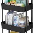 Laiensia 4-Tier Rolling Cart with Wheels, Multifunction Utility Storage carts, Kitchen Storage Organizer, Mobile Shelving Unit for Bathroom, Laundry, with Classified Stickers, Black
