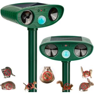 Solar Animal Repellent Ultrasonic, 2 Pack Cat Repellent Outdoor Deer Repellent Devices with Motion Sensor Animal Repeller to Repel Cat Deer Squirrel Rabbit Dog Skunk for Yard Lawn Garden