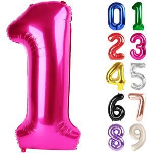 1 Balloon - Hot Pink Birthday Number Balloons, 40 Inch Large Foil Balloons for Men Women Boys Girls Hot Pink Themed Birthday Decorations