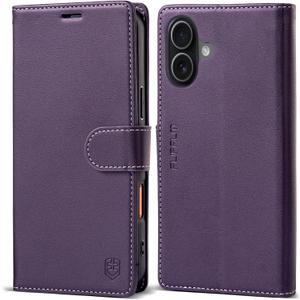 Wallet Case for iPhone 17 with Credit Card Holder,PU Leather Folio Flip Kickstand Protective Shockproof Cover for Apple 17 Phone Case (Purple, for iPhone 17-6.3'')