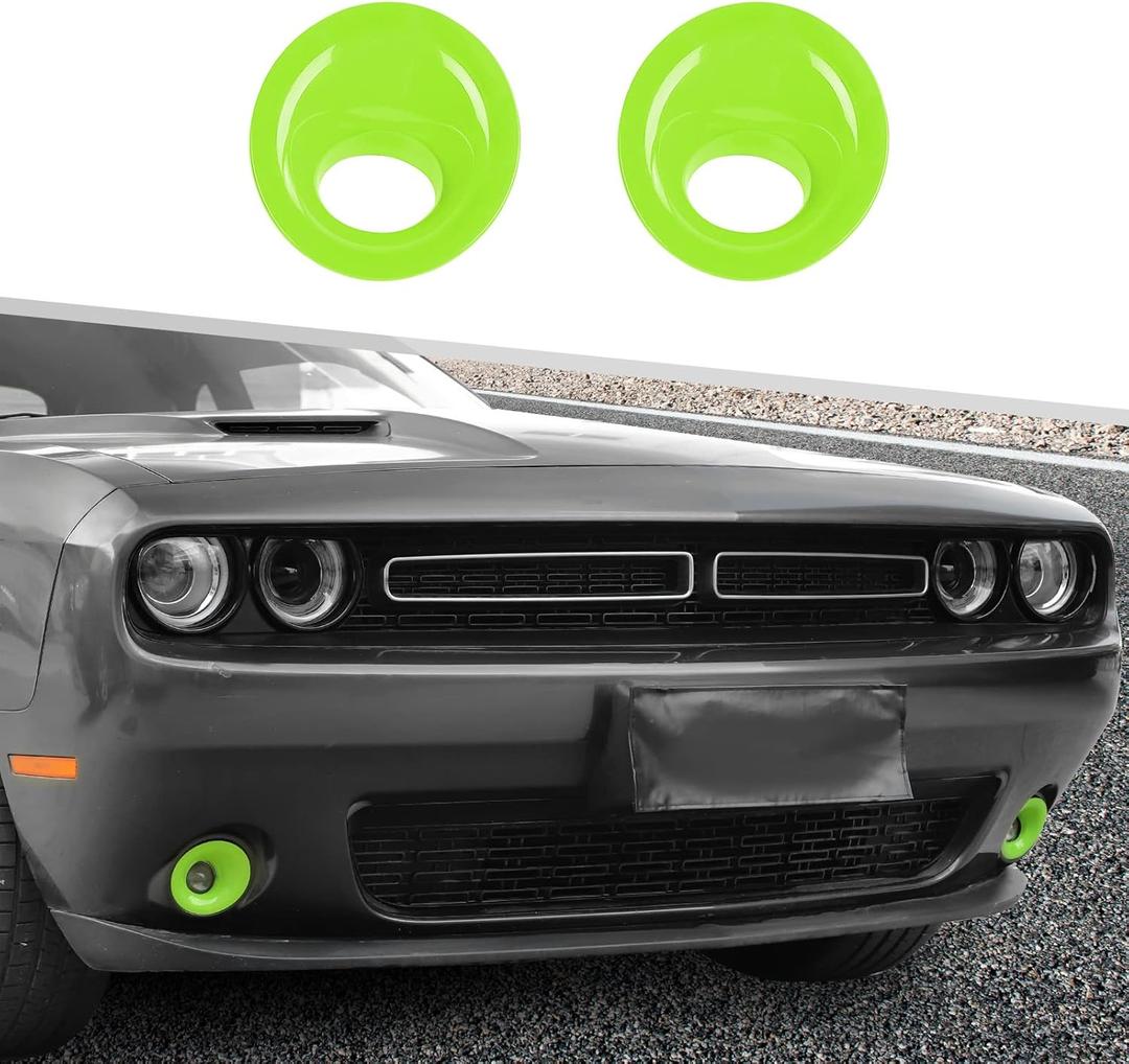 Voodonala for Challenger Front Foglights Fog Lights Lamps Protection Covers Trim Fit for 2015-2024+ Dodge Challenger Exterior Accessories, ABS Green 2pcs