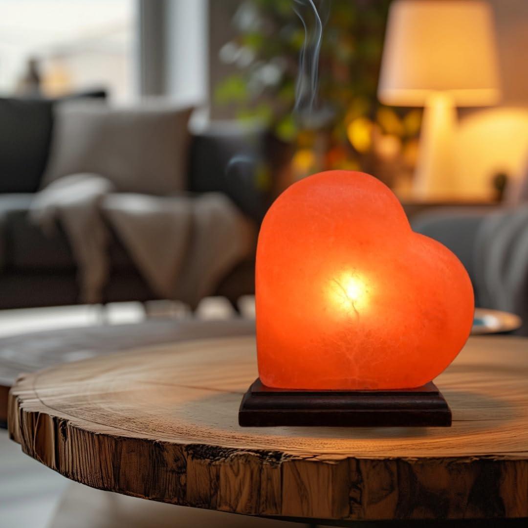 NB Himalayan Pink Salt Lamp  Heart Shape with Dimmer Switch & 2 Bulbs  Hand-Carved Rock Salt Lamp from Pakistan  Romantic Glow for Bedroom, Gift & Home Dcor, Unique Gift Idea