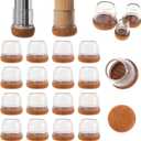 Chair Leg Floor Protectors 1 inch, Silicone Chair Leg Caps Felt Furniture Pads for Hardwood Floors, Clear Floor Protectors for Chair Legs