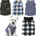 4 Pieces Winter Fabric Dog Sweater with Leash Ring Soft Fleece Vest Dog Clothes Plaid Camouflage Warm Puppy Jacket Pullover Clothes for  Cat Puppy Chihuahua(M)