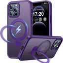 360 Rotatable Magnetic Stand for iPhone 12 pro max Case Compatible with Mag-Safe 16FT Military Drop Protection, Anti-Scratch/Fingerprint iPhone 12 pro max Phone Case(Matte-Purple)