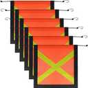6 Pcs 18" x 18" Safety Flags for Truck with Bungee Core and Reflective High Visibility Orange Warning Flag with Webbing Border for Trailer Car