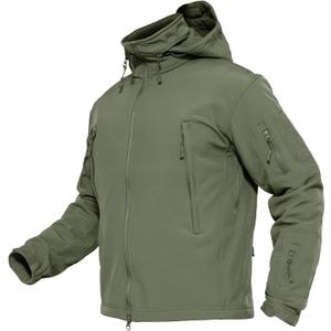 MAGCOMSEN Men's Tactical Jacket Winter Snow Ski Jacket Water Resistant Softshell Fleece Lined Winter Coats Multi-Pockets