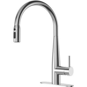 Brushed Nickel Kitchen Faucet, 18-Inch High Arc, Single Handle Stainless Steel Sink Faucets 1 or 3 HoleKitchen Sink Faucets with Pull Down Sprayer, Brushed Nickel 