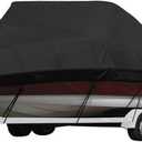 Heavy-Duty Polyester Boat Cover, Waterproof, Fits 17' - 19' V-Hull Tri-Hull Runabout Bass Fish & Ski Boat, Up to 96" Beam Width