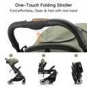 Gromast Compact Fold Baby Stroller, Lightweight Travel Toddler Stroller with One-Click Fold, Extendable UPF50+ Canopy, Cup Holder, UV Protected and Waterproof, One-Hand Folding - Green