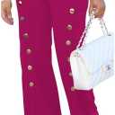 PINSV Women's High Waisted Stretchy Bootcut Pull On Dress Pants Casual Work Pants S