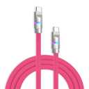 chubbycable Neon Chubby - Fast Charge Cable with Smart Light RGB Color Gradual Light Up 100W Charging Cord LED USB C Cable Compatible with iPhone 17-15 Series, Rose Red, Type-C to Type-C, 19.6 FT
