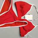 Womens Triangle Bikini Sets Two Piece Cross-Back Bathing Suit for Women Contrast Color Swimsuit Swimwear (Red, S)