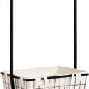 ALIMORDEN Laundry Cart with Clothes Rack, Rolling Laundry Cart with Wheels and Detachable Bags, Black