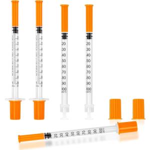 1ml 30G 5/ 16 Inch 8mm Syringe, U-100 Lab Syringes Individually Wrapped, Pack of 20