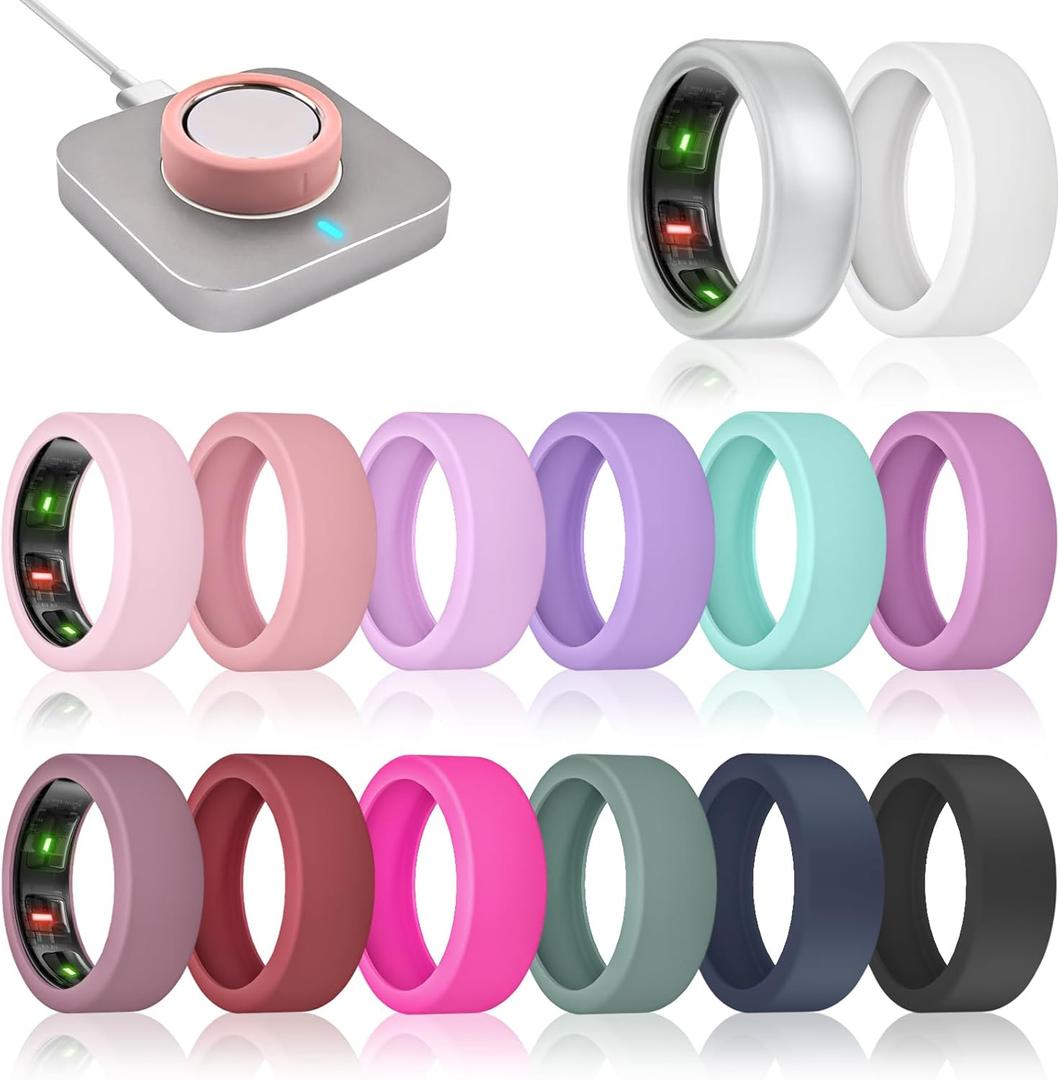 14 Pack Ring Cover Compatible with Oura Ring Gen 4/Gen 3 Horizon/Gen 3 Heritage, Ultra-Thin Anti-Scratch Silicone Ring Case for Women Men, Support Charging with Cover on (S (6/7/8/9/10))