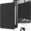 360 Degree Rotating Case for 6.8" Kindle Paperwhite (11th Generation-2021 Release), Detachable Magnetic Design Protective Adjustable Stand Cover Clear Back with Auto Sleep/Wake, Black