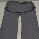 OQQ Women's 1 Piece Flared Pants Ribbed Fold Over Kick Ruched Stretch High Waist Casual Darkgrey Size M