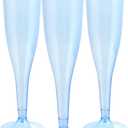 WDF 36 Pack Clear Blue Plastic Champagne Flutes - 7OZ Blue Champagne Flutes Plastic, Champagne Glasses Disposable for Party & Wedding