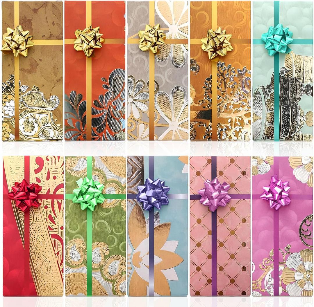 Roowest 30 Sets Christmas Shagun Gift Card Holders with Bow for Jewelry Money Holder Thanksgiving Wrap Boxes for Party Favors