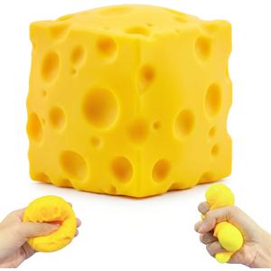 2 Inch Cheese Squishy, Snaps Back Quickly & Non-Sticky Anxiety Relief Toy, Improving Focus, Ideal Sensory Melters for Desk Decor & Stocking Stuffers, Perfect for Office, Home, or School (1, Yellow)