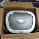 Amazon Basics Automatic Dual Compartment Trash Can with Lid, Hands-Free, Fingerprint Resistant, Odor Control, Stainless Steel, D-Shaped, 80 l, 2 Bins