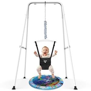 G TALECO GEAR Baby Jumper with Stand,Baby Bouncer,Easy Set-Up,Baby Exerciser for Active Babies,Suitable for Indoor and Outdoor, Water Mat Include (White)