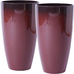 Large Outdoor Planters with Movable Insert Shelf/Drainage Hole, 21 Inch Black to Scarlet Gradient- Glossy Finish for Indoor Modern House Décor Outdoor Flower Pots