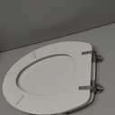 MAYFAIR 1844BNA 000 Toilet Seat with Brushed Nickel Hinges will Never Come Loose, ELONGATE, White - Brushed Nickel