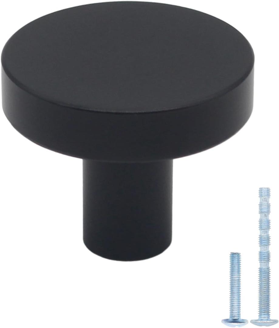 50 Pack Black Cabinet Knobs Dresser Knobs, Solid Kitchen Cabinet Knobs Drawer Knobs, Matte Black Round Single Hole Knob for Cabinets and Drawers, 101ABK