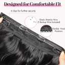 KooKaStyle Invisible Wire Hair Extensions with Transparent Headband Adjustable Size 4 Secure Clips Black Long Wavy Synthetic Hairpiece 20 Inch for Women