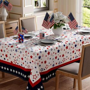 XCHI Stars America Independence Day 4th of July Memorial Day Patriotic Tablecloth Rectangle Washable Table Covers for Home Party Decorations 60x84 Inch