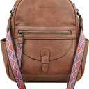 FADEON Mini Backpack Purse for Women, Designer Leather Cute Roomly Small Backpacks, Ladies Shoulder Backpack Fashion Handbag (Brown Retro Style)