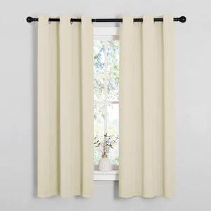 NICETOWN Kitchen Curtains, Short Curtains for Bedroom Windows, Thermal Insulated Room Darkening Curtain Panels for Girls Room, Cafe (Beige, 34" W by 63" L, 1 Pair)