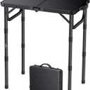 FUNYKICH 2ft Small Folding Camping Table(22.8'' Lx15.7'' W), 3 Height Adjustable Portable Picnic Table, Lightweight Aluminum Outdoor Table with Carry Handle for Camping, BBQ, Beach, Picnic, Black