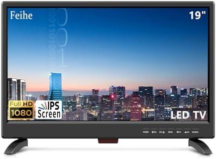 19 Inch LED Widescreen TV with Digital ATSC Tuners HDMI/VGA/RCA/USB, 19 Inch Flat Screen TV w/Built in Dual Speakers for Kitchen and RV Camper(No Smart Telesivion)