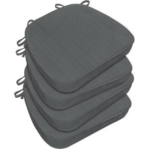 Chair Cushions for Dining Chairs, Indoor Chair Cushions with TiesWaterproof Chair Pads Set of 4, Dark Grey, 17x16x2.5 Inch