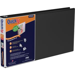 QuickFit Heavy-Duty 8.5" x 14" Landscape Legal Binder, 3-Ring Binder, Round Ring, Black, Single, 1 Inch