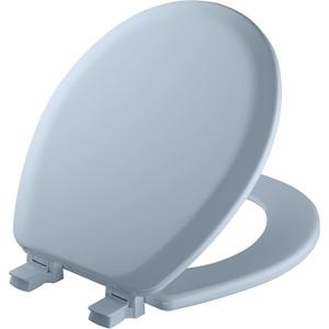 Mayfair Cameron Sky Blue Toilet Seat, Non Slip Heavy Duty Wood, Easy Clean, Made in USA, Round