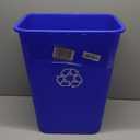 Amazon Basics Rectangular Commercial Office Wastebasket, Easy to Clean, Lightweight, 10 Gallon, Blue, Recycle Logo