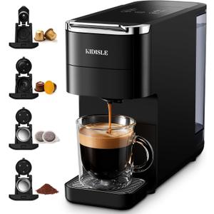 KIDISLE 20 Bar Espresso Machine, Compatible with Nespresso Original & Dolce Gusto Capsules, Ground Coffee & ESE Pods, 47.3oz Tank, One-Touch Boil, Smart Controls, Drip Tray & Storage