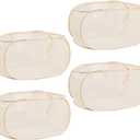 LATERONON 4Pcs Beige Canvas Laundry Hamper, Foldable Pop-up Mesh Basket, Large Capacity, Opening Design, Side Storage Bag, Versatile Use-Home, Camping, Dorm, Hotel, Travel