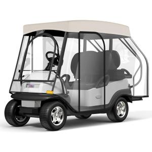 Golf Cart Enclosure - 2+2 Drivable Rain Cover for EZGO, Club Car - Durable Door Zipper, 4-Sided Clear Windows (4 Seater)