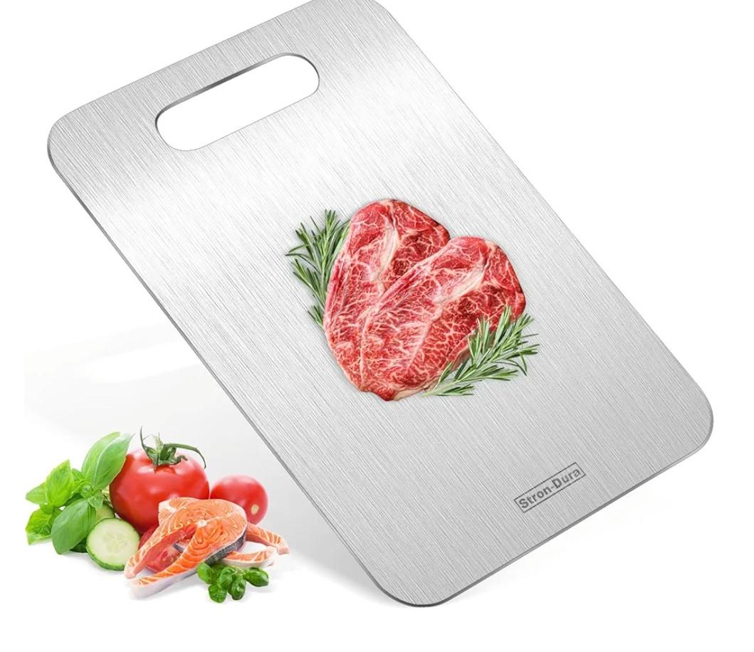 Stron- Dura Cutting Board - 304 Food Grade Stainless Steel Cutting Boards for Kitchen- for cutting Meat, Fruit, Vegetables, Outdoor or Indoor 11.5" X 8" (1, Small