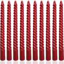 10 Inch Red Spiral Taper Candle Set, 10 Pack Unscented Dripless Candlesticks for Dinner Party Wedding and Home Decoration