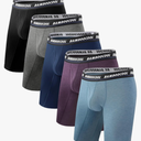 BAMBOO COOL Men's Long Boxer Briefs Performance Long Leg Sports Boxer Brief Underwear MultiPack L