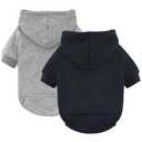 Idepet Pet Dog Hoodies 2 Pack with Pocket, Dog Outfits for Small Pets Chihuahua Clothes Warm Coat Jacket Autumn Puppy Sweatshirt Cats Clothing, S