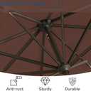Patio Kingdom 9' Solar LED Patio Umbrella with Tilt & Crank|8 Sturdy Ribs, UV Protection, Outdoor Market Table Umbrella for Deck, Lawn, Pool, Backyard(Brown)